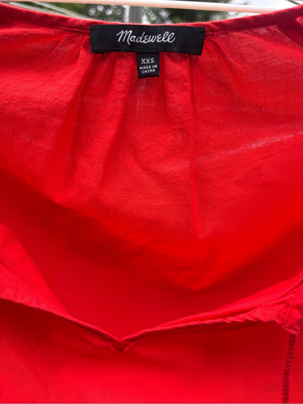Madewell Red Eyelet Peasant Top with Tie Neck - Picture 2 of 3